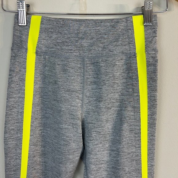Zyia Leggings 2 Gray Neon Tape Luxe Hi Rise 7/8 25 in Activewear Athletic Womens - Picture 2 of 9